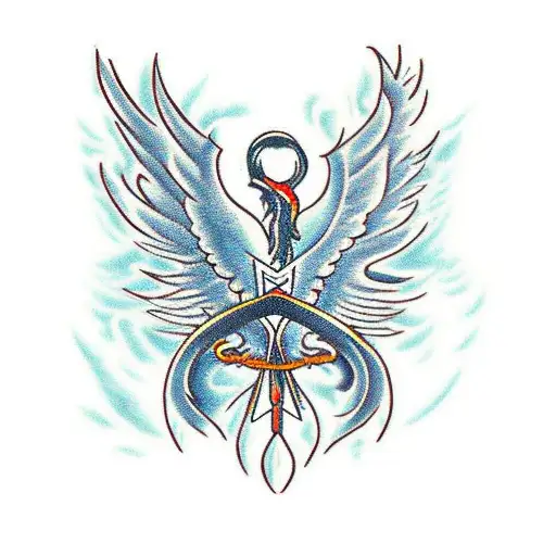 Phoenix Wings With Cedar Tree And Special Forces Dagger