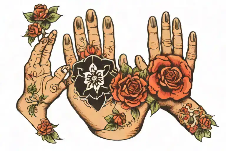 3 Little Hand Holding The Hand Of Their Mother