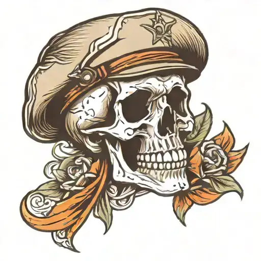 Skull Wearing Army Hat