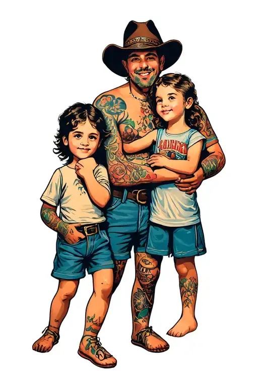Dad With Two Kids