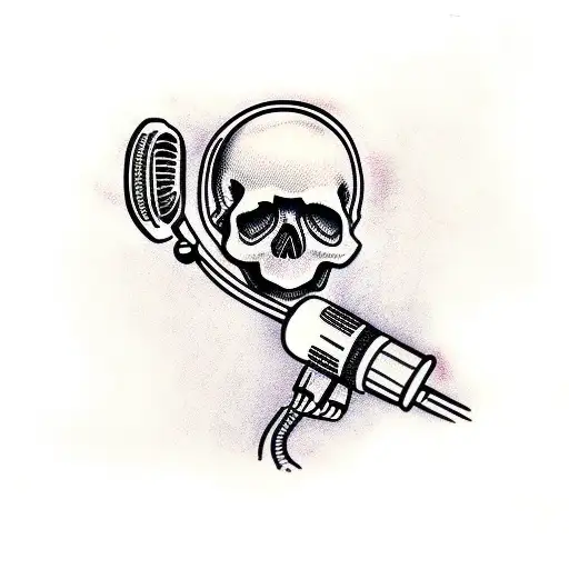 Skull Hand With A Microphone Anda Roses