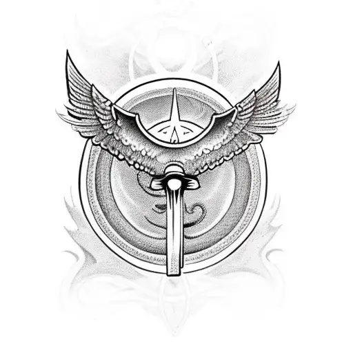 Isis Wings With Eye Of Horus And Ankh And Snakes In It