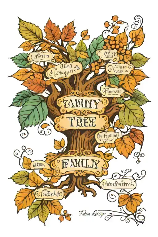 A Family Tree With The Leaves As Family Member's Names