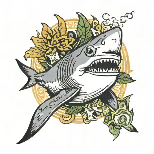 Shark Holding Money Standing Up Smoking Weed