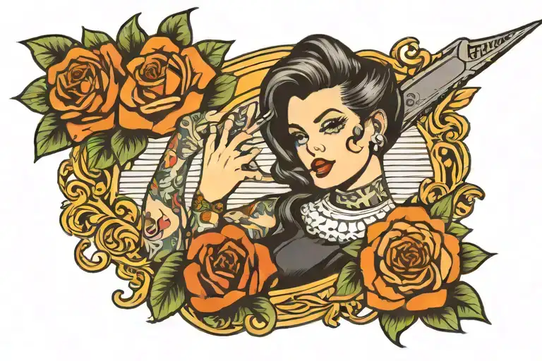 Female Barber Lower Arm Sleeve