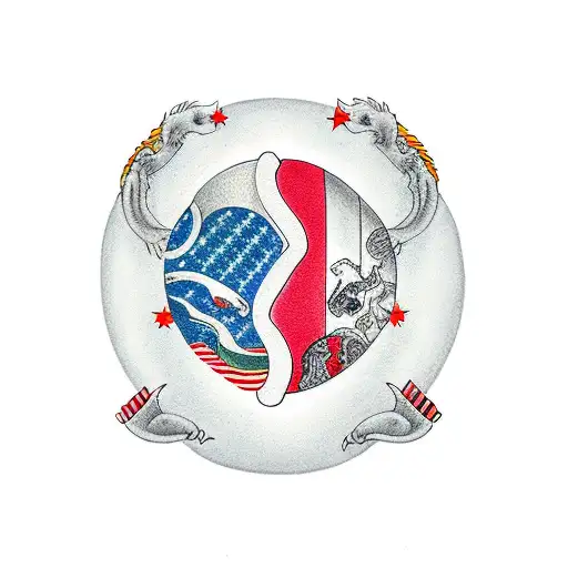 Ying Yang One Side Representing The State Of Wisconsin And One Side Representing The State Of Texas