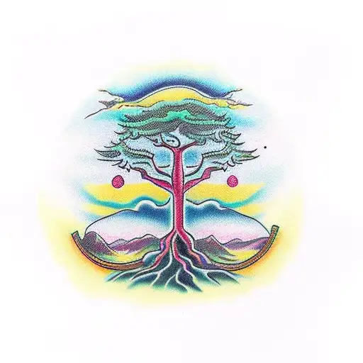 An Hour Glass Tattoo With A Baby Tree In The Top Part And A Dying Tree In The Bottom Part