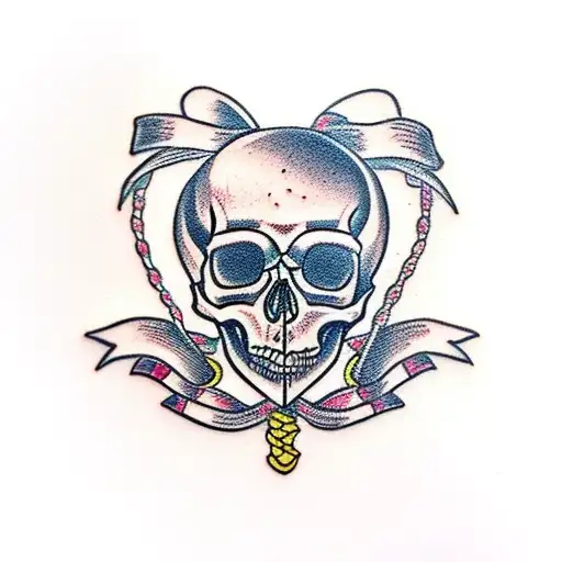 Small Feminine Cartoon Skull With Bow