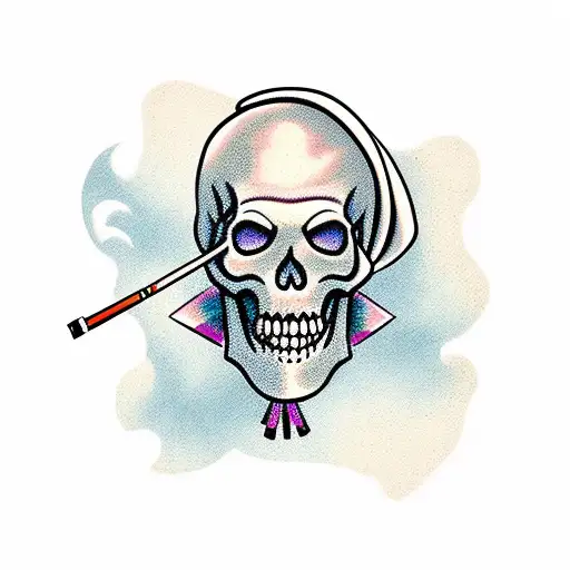 Cowboy Skeleton With Poncho Smoking Cigarette
