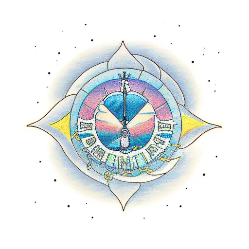 An Hourglass Whose Interior Is Sun And Waves