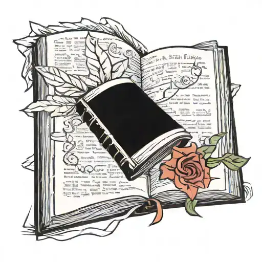 Blank Open Book Surrounded By Loose Book Pages