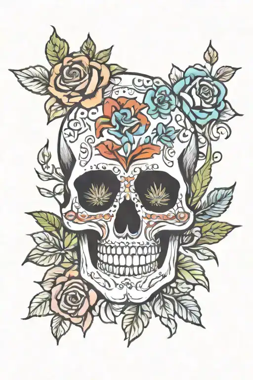 Grateful Dead Skull With Flowers