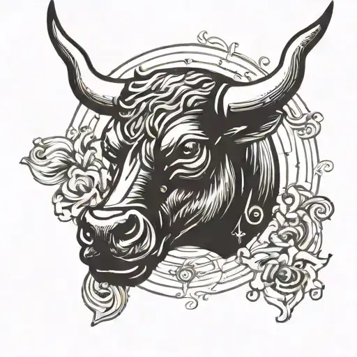 Astrological Sign Bull Head With The Letter