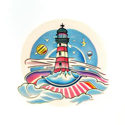 Lighthouse With Planets Above