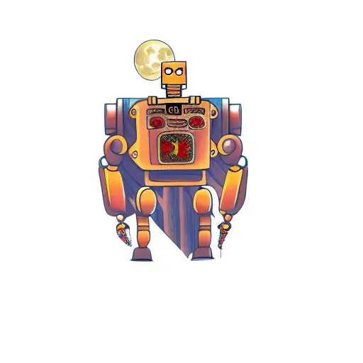 A Robot In Front Of A Full Moon