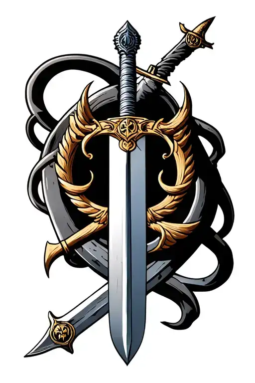 The Sword Of Olympus Surrounded By The Swords Of Chaos