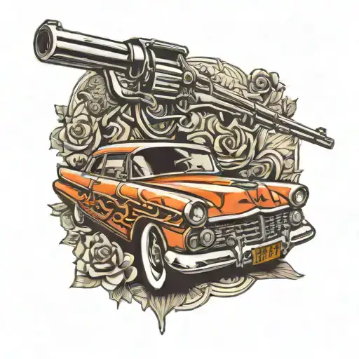 Lowrider Car With Gun Mounted