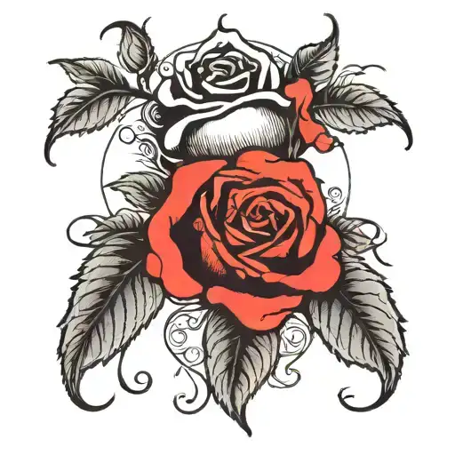 Single Rose With A Skull In Center Of The Rose Like A Bud