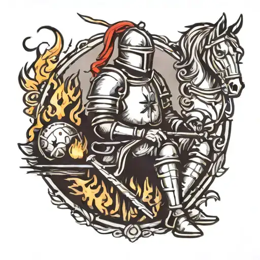 Knight Resting By Fire