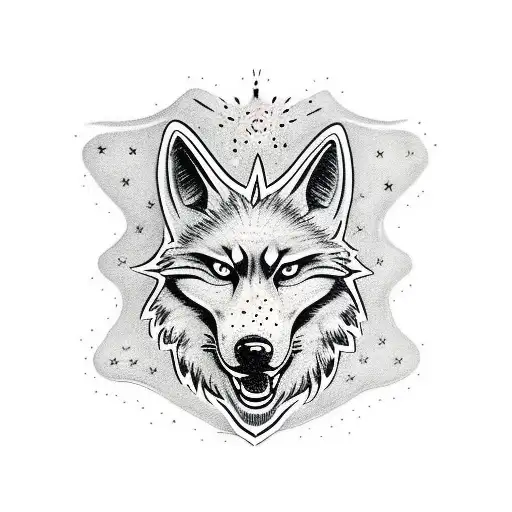 Front Wolf's Head With Star Of A Deceased Person