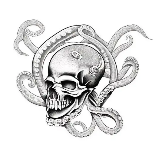 Skull With Octopus Limbs Coming Out Of It