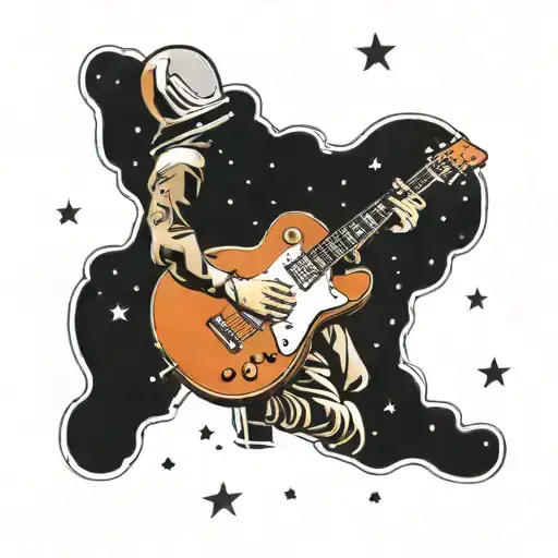 A Astronaut Floating In Space Playing A Gibson Les Paul Guitar