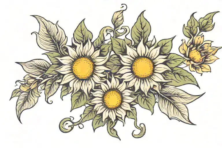 Sun Flowers Growing Through The Name Evanora Rae