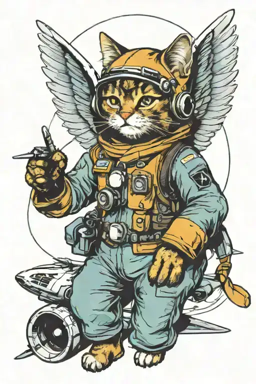 Cat In A Pilot Suit Playing With An Aircraft