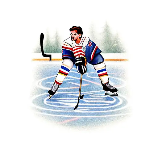 Hockey Player On Outdoor Rink With Jersey Number 907