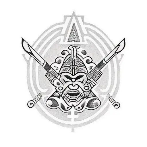 A Couples Tattoo With Colombian Designs Blended With Traditional Samoan Designs In Black And White