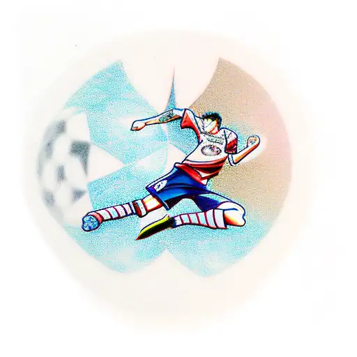 An Anime-inspired Tattoo Featuring A Soccer Player In Action