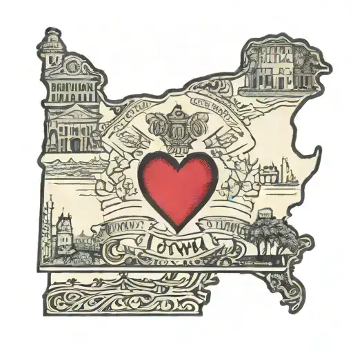 An Outline Of The State Of Iowa With A Little Red Heart Where Marshalltown Is