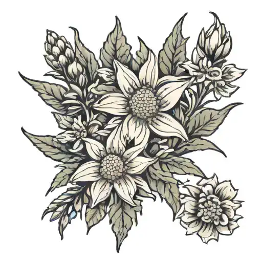 Edelweiss Flowers With Daisies And Roses