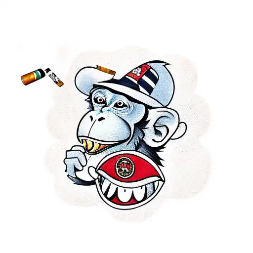 A Gangster Monkey With A Gold Tooth Smoking A Cigarette