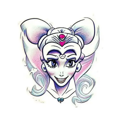 A Mashup Tattoo Of Disney Characters In The Style Of Sailor Moon