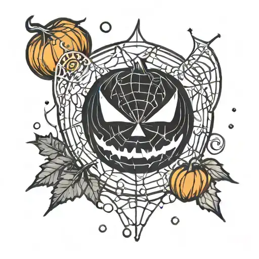 Jack O Lantern With Spider Webs And Sparkles