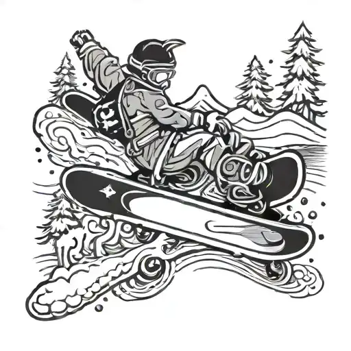Funny Snowboard Black And White