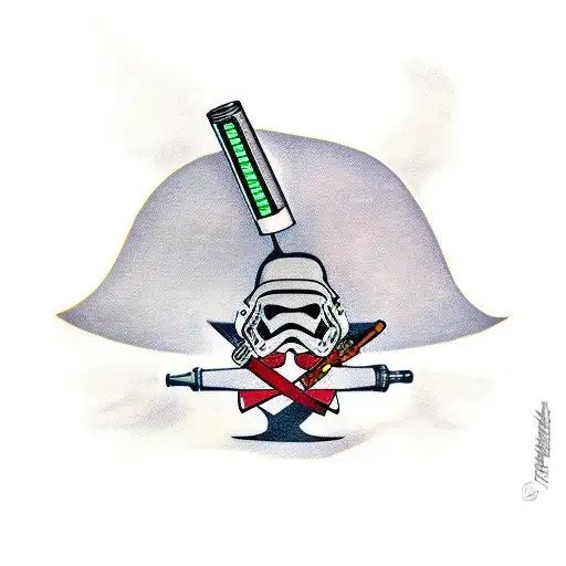 Chicken Holding Lightsaber And A Gun With A Bow Tie