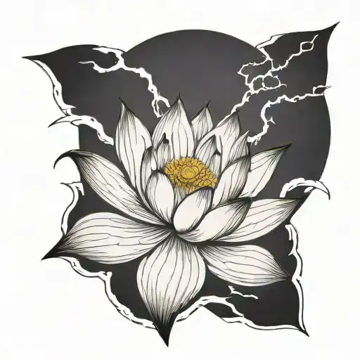 Lightning Behind A Lotus Flower