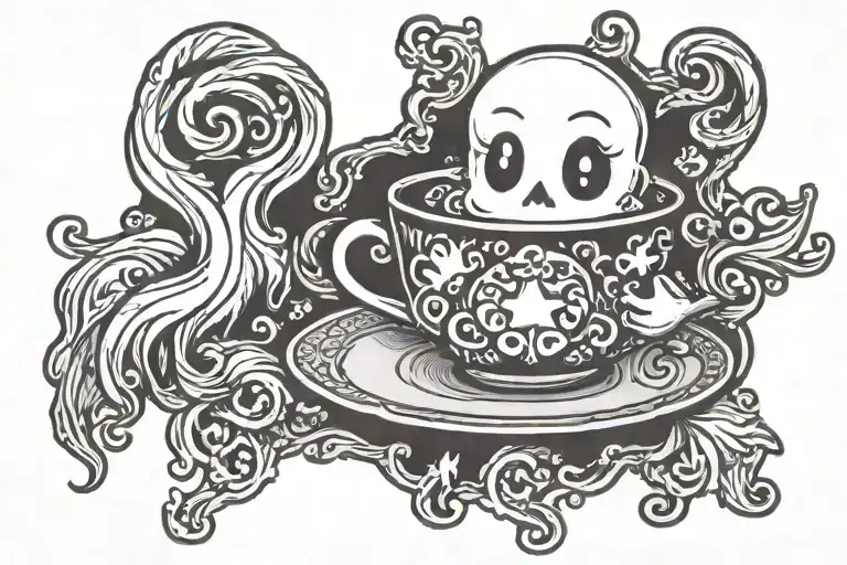 Cute Ghost Holding A Hot Cup Of Coffee