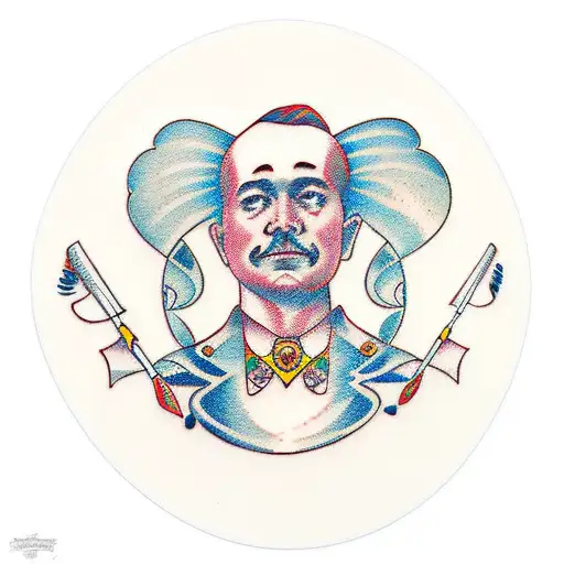 A Traditional Style Portrait Of The Client Holding A Paintbrush And Palette