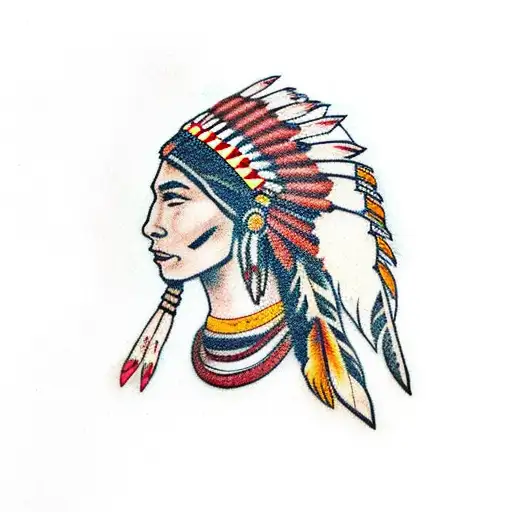 Native American Woman With Headdress