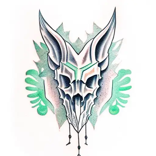 Hippogriff Skull With Green Plants Growing In It