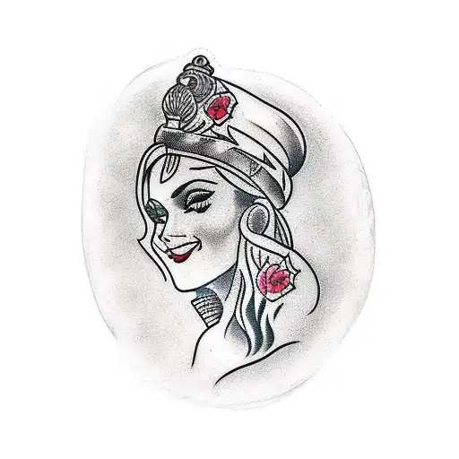 Side Profile Of Pretty Woman With Headdress