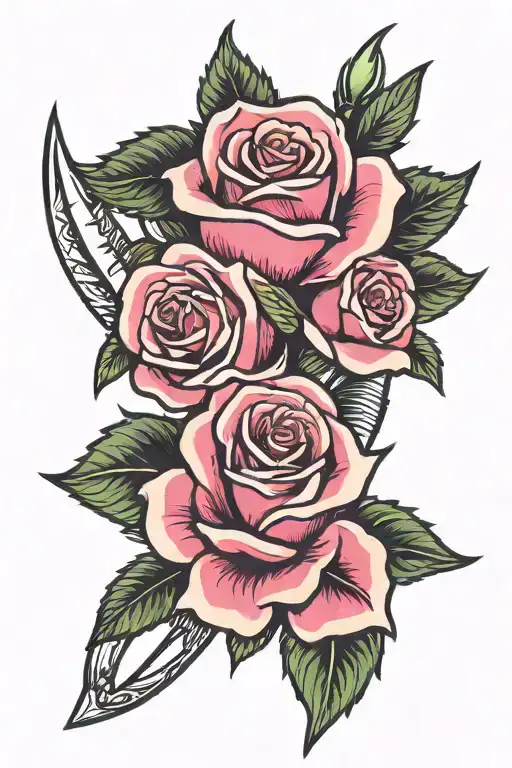 Magenta Rose And Dagger