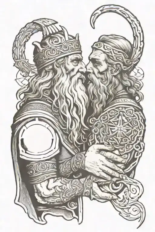 Odin Holding Mimir's Head On His Hand Holding