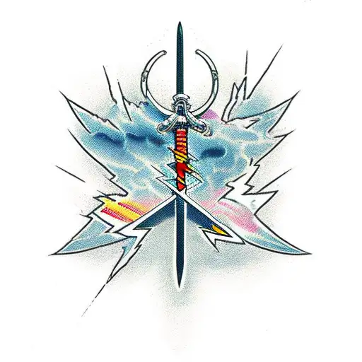 A Katana Blade Wrapped In Lightning With A Cross Hilt