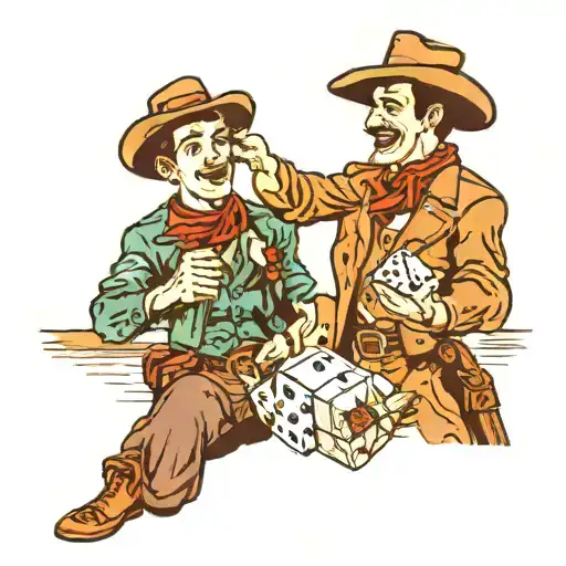 Cowboy Throwing Dice At A Craps Dice Rolling