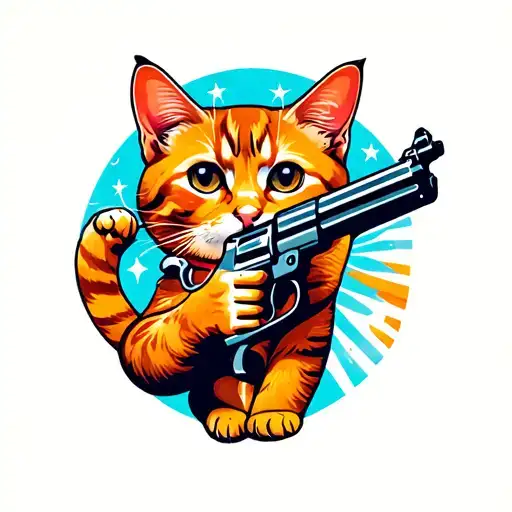 Orange Cat With Gun Morphing