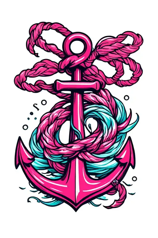 Pink Anchor Of The Siren Winds And A Sailor